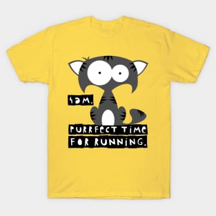 Funny cat meme – 4 AM, perfect time for running. (Grisù) – yellow T-Shirt